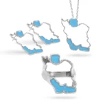 ست نقره انگشتر، گوشواره و گردنبند کالکشن ایران با روکش طلا سفید