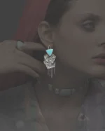 گوشواره نقره روکش طلا سفید با سنگ اوپال