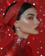 گوشواره نقره پاپیون با سنگ مون استون طبیعی و نگین های بیرنگ - Image 2