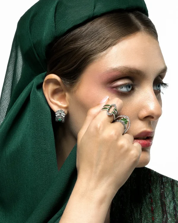 گوشواره نقره میخی گنبدی شکل - Image 2