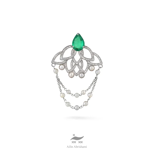 سنجاق سینه نقره زنانه لوتوس - Image 6