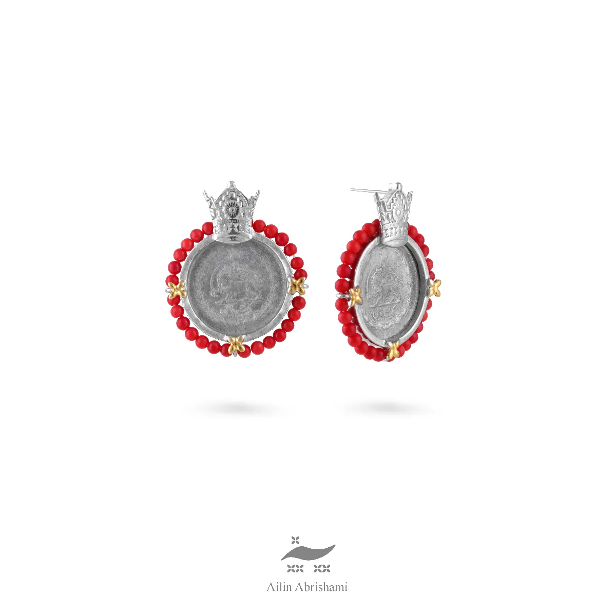 resized-image (31) گوشواره میخی نقره سکه نیل و تاج - Image 1