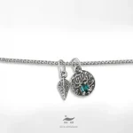 دستبند نقره کالیگرافی و برگ