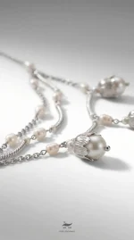 دستبند نقره گل و مروارید - Image 3